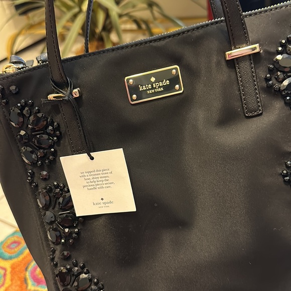 Kate Spade Wilson Road Embellished Alyse Satchel Tote Black Handbag - Picture 3 of 6